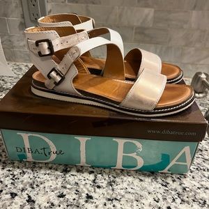 Diba True Fair Enough Rose Gold/White Leather Sandal